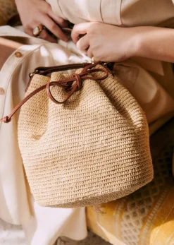 Best Sezane Bucket Bag Farrow Raphia naturfarben