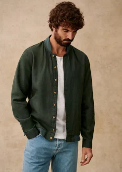Hot Sezane Hemd Ellis Lin Dunkelgrün
