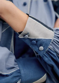 Sezane Hemd Lealys Patchwork Blau