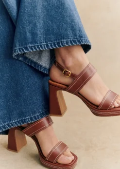 Sezane Hohe Sandalen Suzie Glattes Naturleder