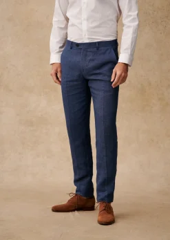 Sale Sezane Hose Kale Fischgrätmuster Blau