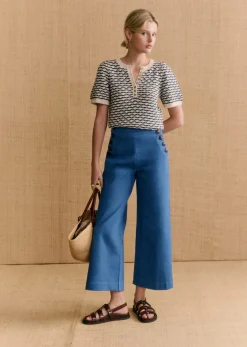 Discount Sezane Hose Marino Crop Blau