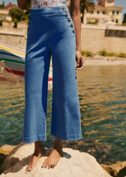 Discount Sezane Hose Marino Crop Blau