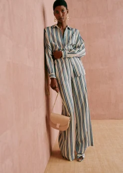 Online Sezane Hose Tiziano Streifen Grün Lila