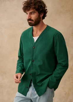 Hot Sezane Jacke Clément Seersucker Grün