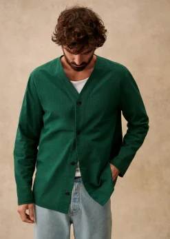 Hot Sezane Jacke Clément Seersucker Grün