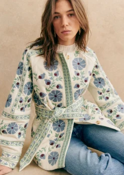 Hot Sezane Jacke Renato Ecru mehrfarbig