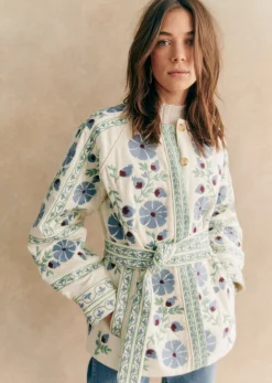 Hot Sezane Jacke Renato Ecru mehrfarbig
