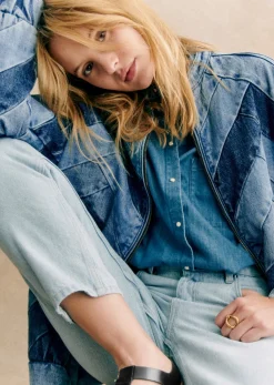 Hot Sezane Jacke Rony Denim Patchwork