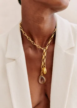 Online Sezane Kette Arya Transparent goldfarben