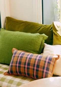 New Sezane Kissen Gewebte Madras - Kleines Modell Rosa und Ocker