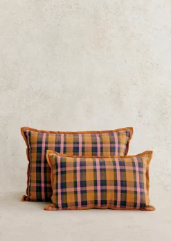 New Sezane Kissen Gewebte Madras -  Kleines Modell Rosa und Ocker