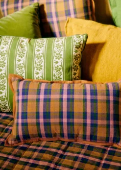 New Sezane Kissen Gewebte Madras -  Kleines Modell Rosa und Ocker