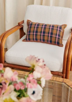 New Sezane Kissen Gewebte Madras -  Kleines Modell Rosa und Ocker