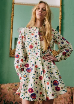 Best Sezane Kleid Alizia - Rosa Schöpfung Mehrfarbige Blumenstickerei