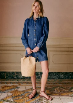 Outlet Sezane Kleid Eulalia Mittelblau