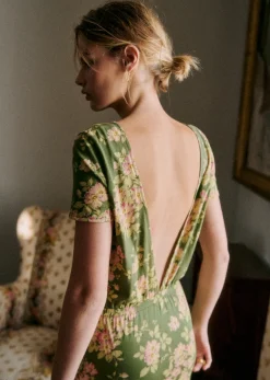 Sale Sezane Kleid Luce Grüner Blumenstrauß