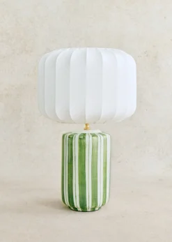 Sale Sezane Lampe Mezzo - Gestreift Grün Mezzo Lampenschirm - Ecrufarben