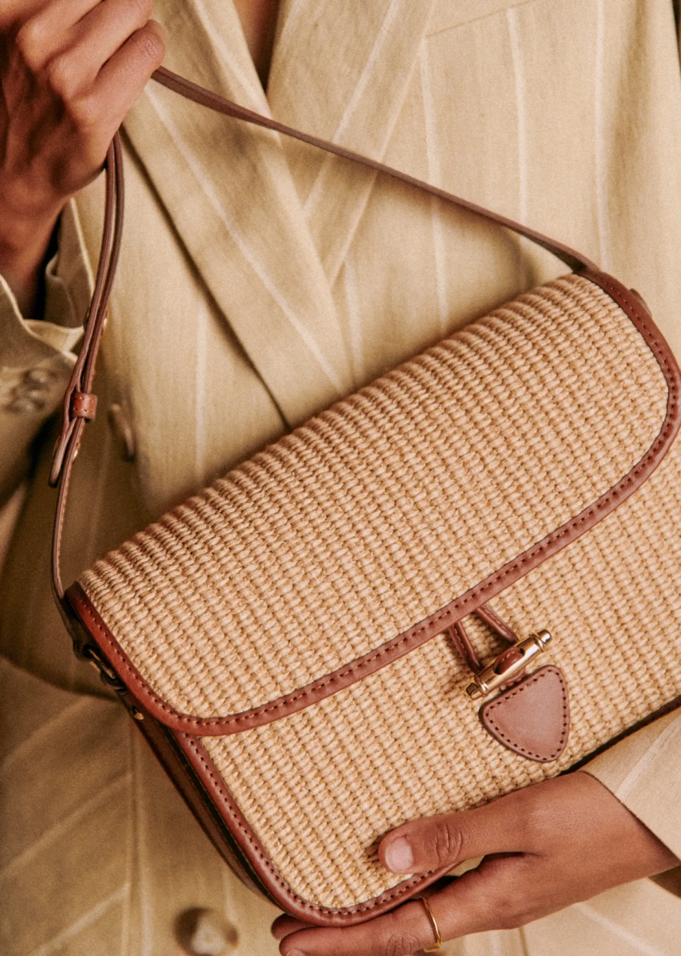 New Sezane Milo Vintage Tasche Textil Naturtextilie