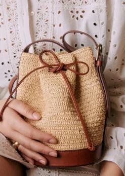 New Sezane Mini Bucket Bag Farrow Raphia