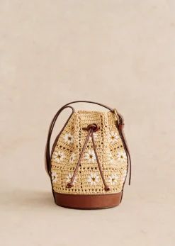 New Sezane Mini Bucket Bag Farrow Raphia