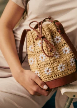 New Sezane Mini Bucket Bag Farrow Raphia