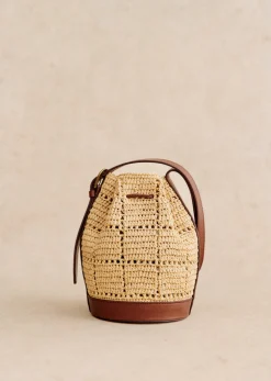 New Sezane Mini Bucket Bag Farrow Raphia