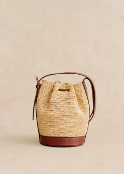 New Sezane Mini Bucket Bag Farrow Raphia