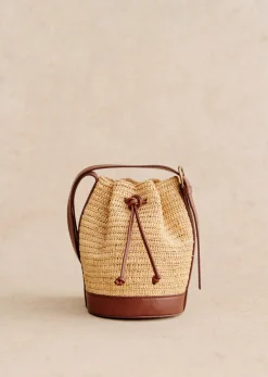 New Sezane Mini Bucket Bag Farrow Raphia