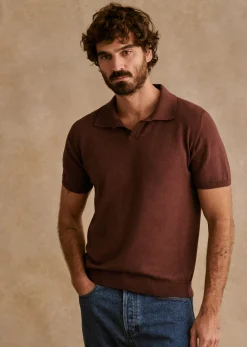 Discount Sezane Polo-Shirt Ezio Rostbraun meliert