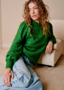 Clearance Sezane Pullover Anneka Grün 70er