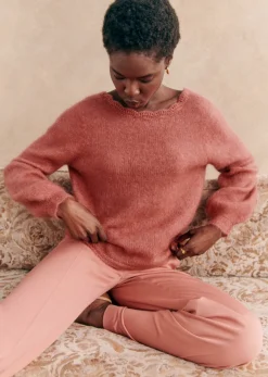 Clearance Sezane Pullover Marylis - Rosa Schöpfung Dunkles Rosenholz