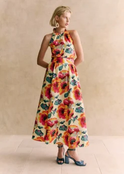 Best Sezane Rock Adrianna - Sézane X Momonì Maxi-blumen Ecrufarbener Hinterground