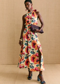 Best Sezane Rock Adrianna - Sézane X Momonì Maxi-blumen Ecrufarbener Hinterground