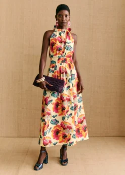 Best Sezane Rock Adrianna - Sézane X Momonì Maxi-blumen Ecrufarbener Hinterground