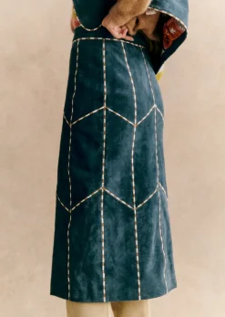 Clearance Sezane Rock Alexane - Sézane X Pangea Stickerei ecru camel Hintergrund blau