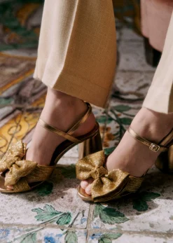 Sale Sezane Sandalen Teresa Vintage-Goldtextilien