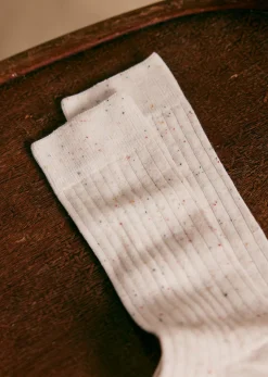 New Sezane Socken Dorian Weiß Gesprenkelt Mehrfarbig