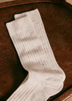New Sezane Socken Dorian Weiß Gesprenkelt Mehrfarbig