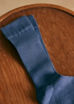 Online Sezane Socken Kitts Blau Stahl