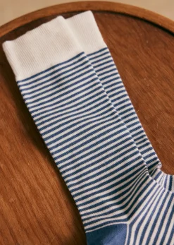 Online Sezane Socken Kitts Blau Stahl