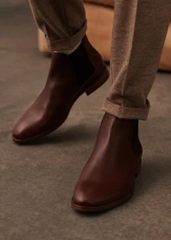 Sale Sezane Stiefeletten Chelsea Woody Leder Tradition Camel
