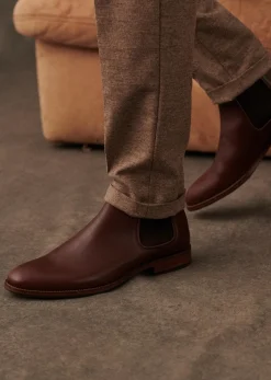Sale Sezane Stiefeletten Chelsea Woody Leder Tradition Camel
