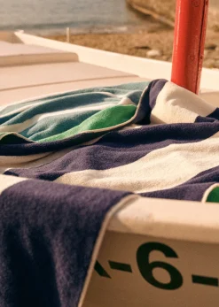 Best Sezane Strandtuch Positano Marineblau Grün