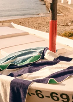 Best Sezane Strandtuch Positano Marineblau Grün