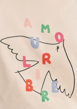 Hot Sezane Sweatshirt Amour Libre Oiseau - Sézane X Pangea Cremeweiß/Mehrfarbig