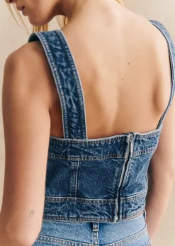 Sale Sezane Top Hermance Blau Denim dunkel