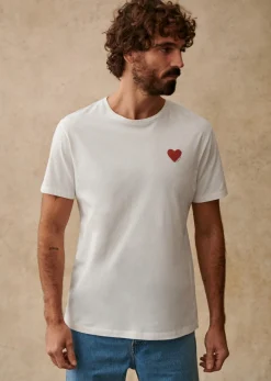 Outlet Sezane T-Shirt Coeur Chamade Ecru