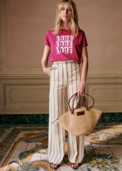 Online Sezane T-Shirt Love Love Love Bordeaux/Ecru