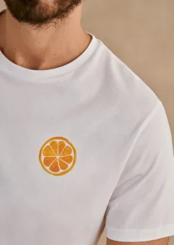 Discount Sezane T-Shirt Orange Weiß